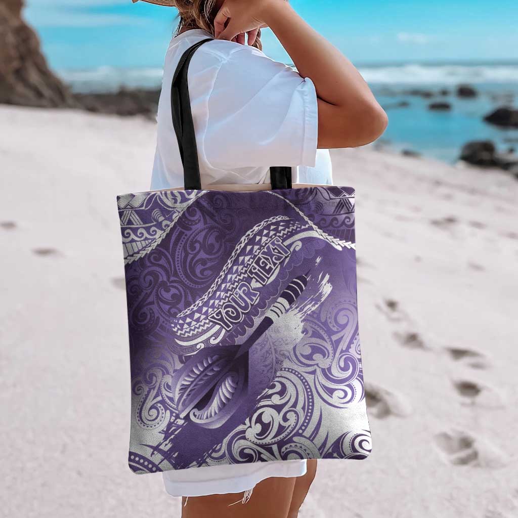 Personalised New Zealand Aotearoa Darts Masters Tote Bag Maori Art Tattoo with Tribal Dart Symbol Purple - Polynesian Pride
