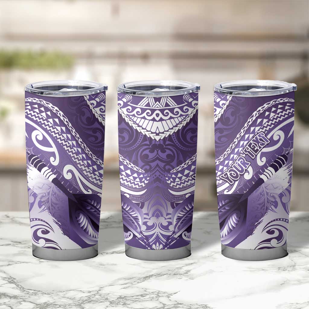 Personalised New Zealand Aotearoa Darts Masters Tumbler Cup Maori Art Tattoo with Tribal Dart Symbol Purple - Polynesian Pride
