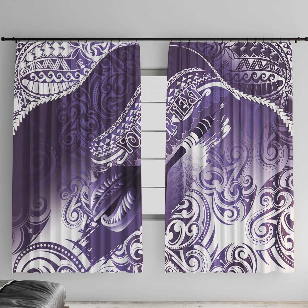 Personalised New Zealand Aotearoa Darts Masters Window Curtain Maori Art Tattoo with Tribal Dart Symbol Purple - Polynesian Pride