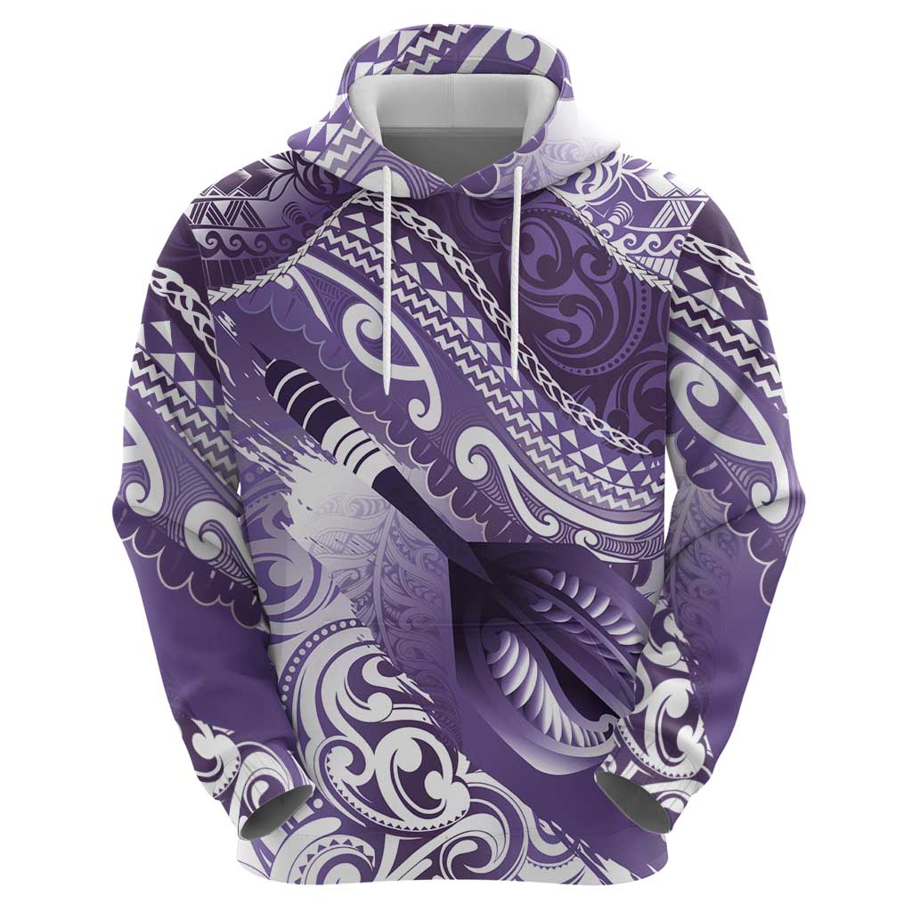 Personalised New Zealand Aotearoa Darts Masters Zip Hoodie Maori Art Tattoo with Tribal Dart Symbol Purple LT03 - Polynesian Pride