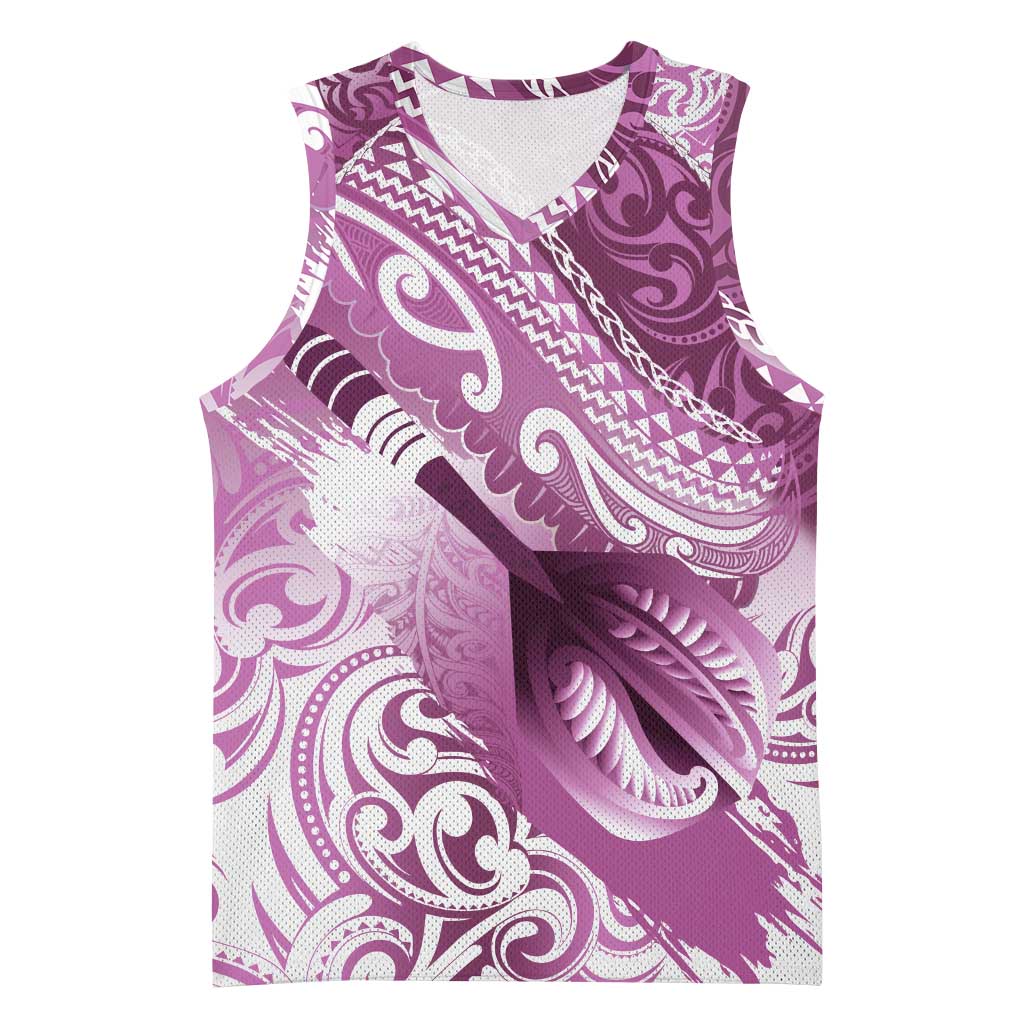 Personalised New Zealand Aotearoa Darts Masters Basketball Jersey Maori Art Tattoo with Tribal Dart Symbol Pink - Polynesian Pride