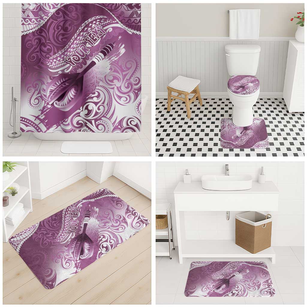 Personalised New Zealand Aotearoa Darts Masters Bathroom Set Maori Art Tattoo with Tribal Dart Symbol Pink - Polynesian Pride