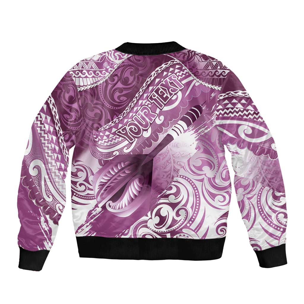 Personalised New Zealand Aotearoa Darts Masters Bomber Jacket Maori Art Tattoo with Tribal Dart Symbol Pink LT03 - Polynesian Pride