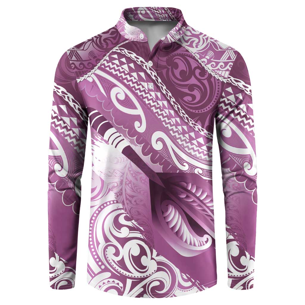 Personalised New Zealand Aotearoa Darts Masters Button Sweatshirt Maori Art Tattoo with Tribal Dart Symbol Pink - Polynesian Pride
