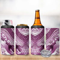 Personalised New Zealand Aotearoa Darts Masters 4 in 1 Can Cooler Tumbler Maori Art Tattoo with Tribal Dart Symbol Pink - Polynesian Pride