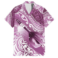 Personalised New Zealand Aotearoa Darts Masters Family Matching Off The Shoulder Long Sleeve Dress and Hawaiian Shirt Maori Art Tattoo with Tribal Dart Symbol Pink - Polynesian Pride