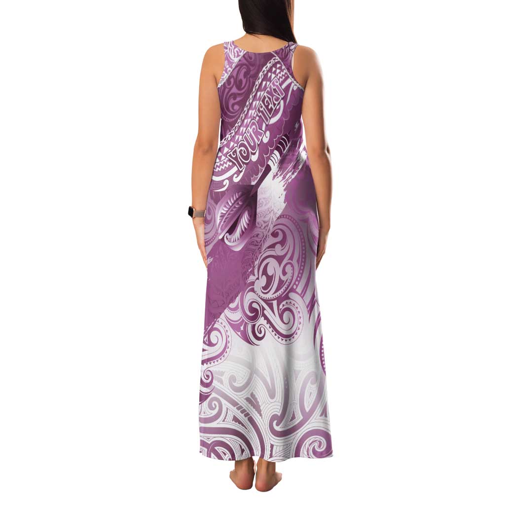 Personalised New Zealand Aotearoa Darts Masters Family Matching Tank Maxi Dress and Hawaiian Shirt Maori Art Tattoo with Tribal Dart Symbol Pink - Polynesian Pride