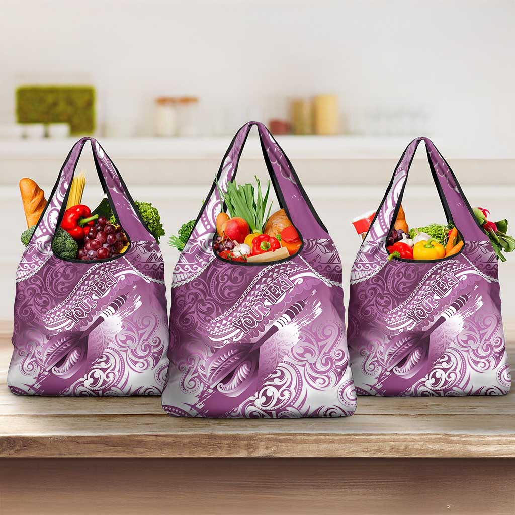 Personalised New Zealand Aotearoa Darts Masters Grocery Bag Maori Art Tattoo with Tribal Dart Symbol Pink - Polynesian Pride