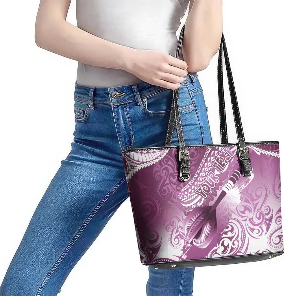 Personalised New Zealand Aotearoa Darts Masters Leather Tote Bag Maori Art Tattoo with Tribal Dart Symbol Pink - Polynesian Pride