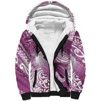 Personalised New Zealand Aotearoa Darts Masters Sherpa Hoodie Maori Art Tattoo with Tribal Dart Symbol Pink LT03 Unisex Pink - Polynesian Pride