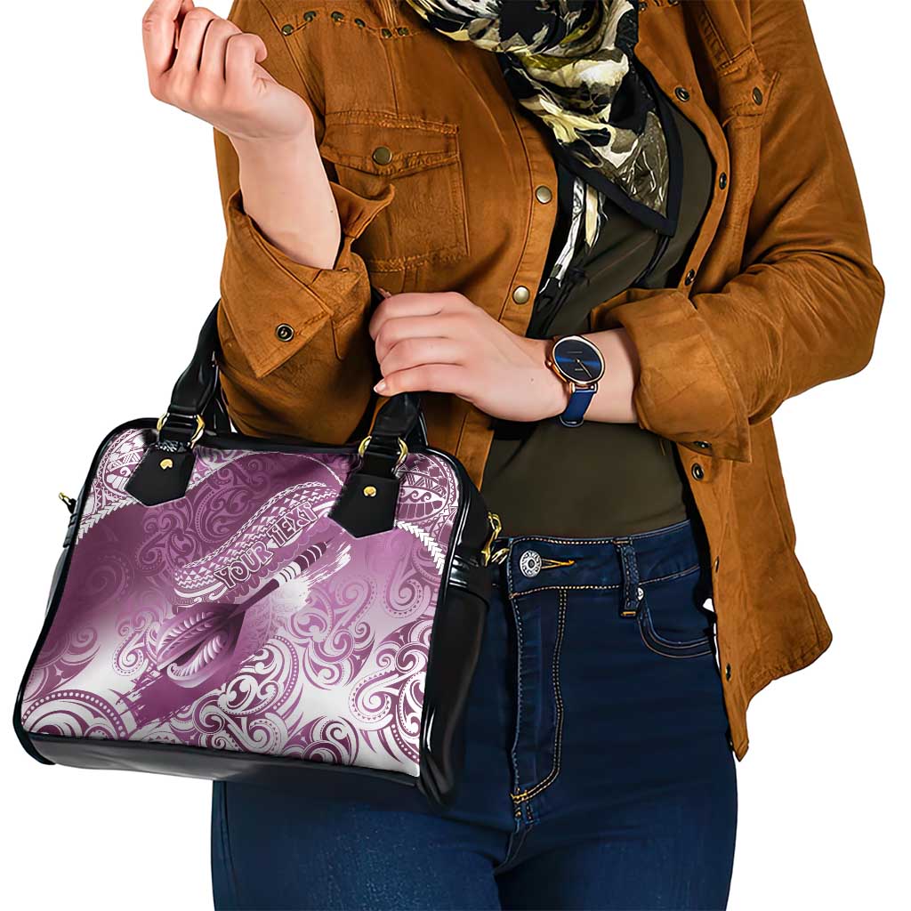 Personalised New Zealand Aotearoa Darts Masters Shoulder Handbag Maori Art Tattoo with Tribal Dart Symbol Pink - Polynesian Pride