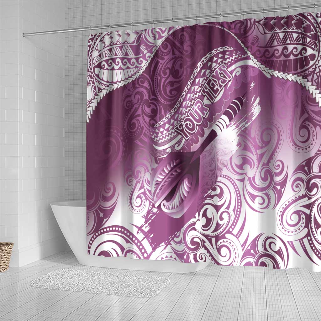 Personalised New Zealand Aotearoa Darts Masters Shower Curtain Maori Art Tattoo with Tribal Dart Symbol Pink - Polynesian Pride