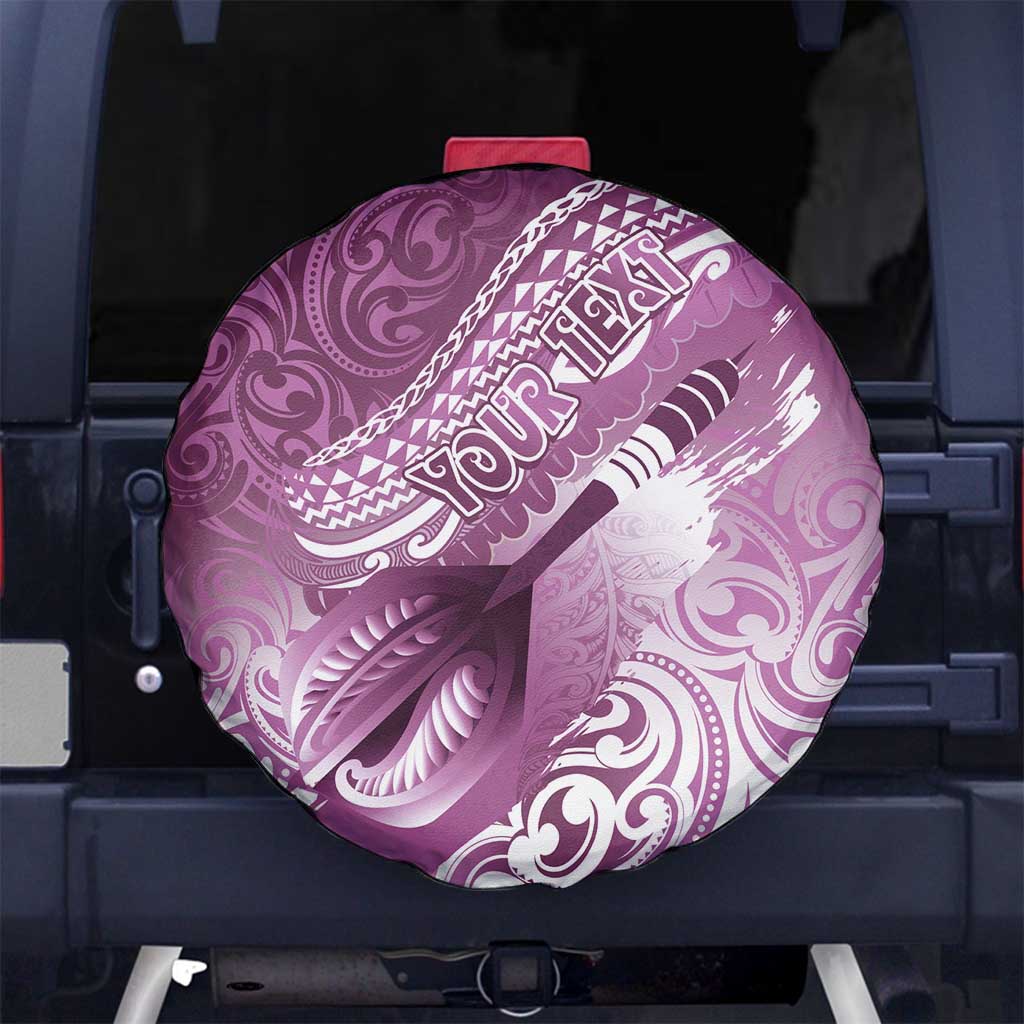Personalised New Zealand Aotearoa Darts Masters Spare Tire Cover Maori Art Tattoo with Tribal Dart Symbol Pink LT03 No hole Pink - Polynesian Pride