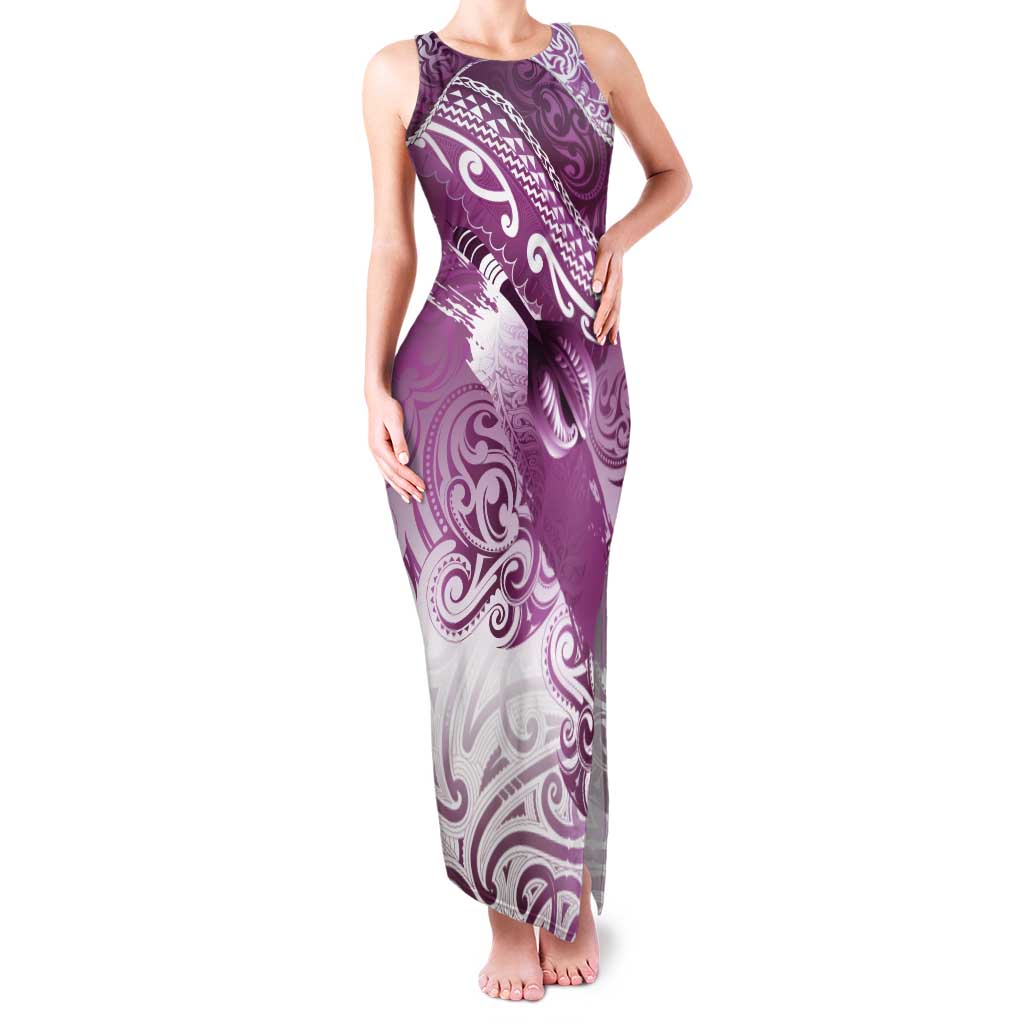 Personalised New Zealand Aotearoa Darts Masters Tank Maxi Dress Maori Art Tattoo with Tribal Dart Symbol Pink LT03 Women Pink - Polynesian Pride
