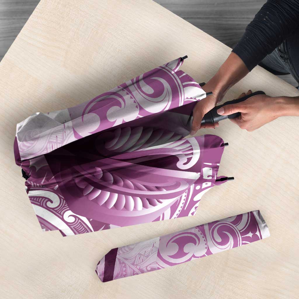 Personalised New Zealand Aotearoa Darts Masters Umbrella Maori Art Tattoo with Tribal Dart Symbol Pink - Polynesian Pride