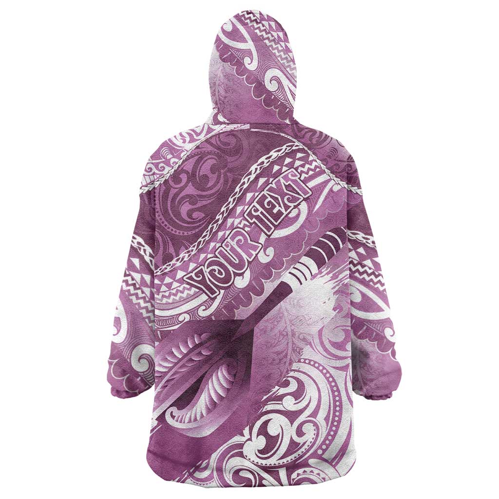 Personalised New Zealand Aotearoa Darts Masters Wearable Blanket Hoodie Maori Art Tattoo with Tribal Dart Symbol Pink - Polynesian Pride