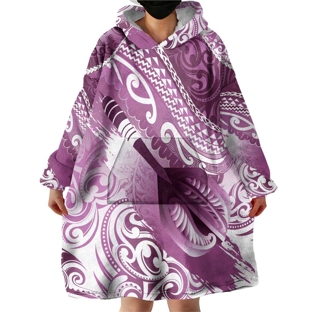 Personalised New Zealand Aotearoa Darts Masters Wearable Blanket Hoodie Maori Art Tattoo with Tribal Dart Symbol Pink - Polynesian Pride