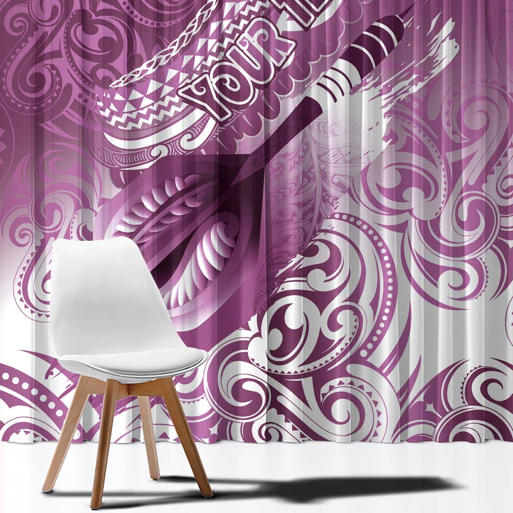 Personalised New Zealand Aotearoa Darts Masters Window Curtain Maori Art Tattoo with Tribal Dart Symbol Pink - Polynesian Pride
