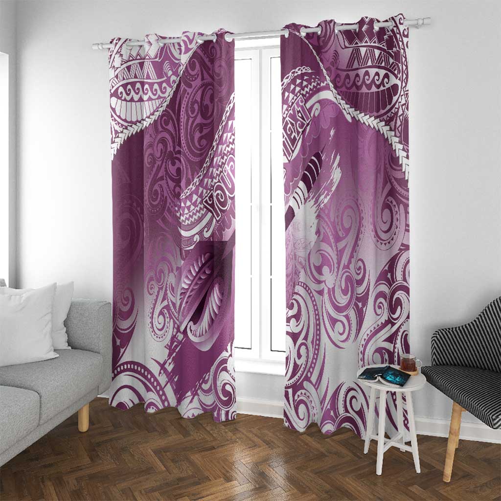 Personalised New Zealand Aotearoa Darts Masters Window Curtain Maori Art Tattoo with Tribal Dart Symbol Pink - Polynesian Pride