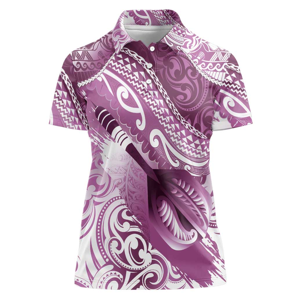 Personalised New Zealand Aotearoa Darts Masters Women Polo Shirt Maori Art Tattoo with Tribal Dart Symbol Pink - Polynesian Pride
