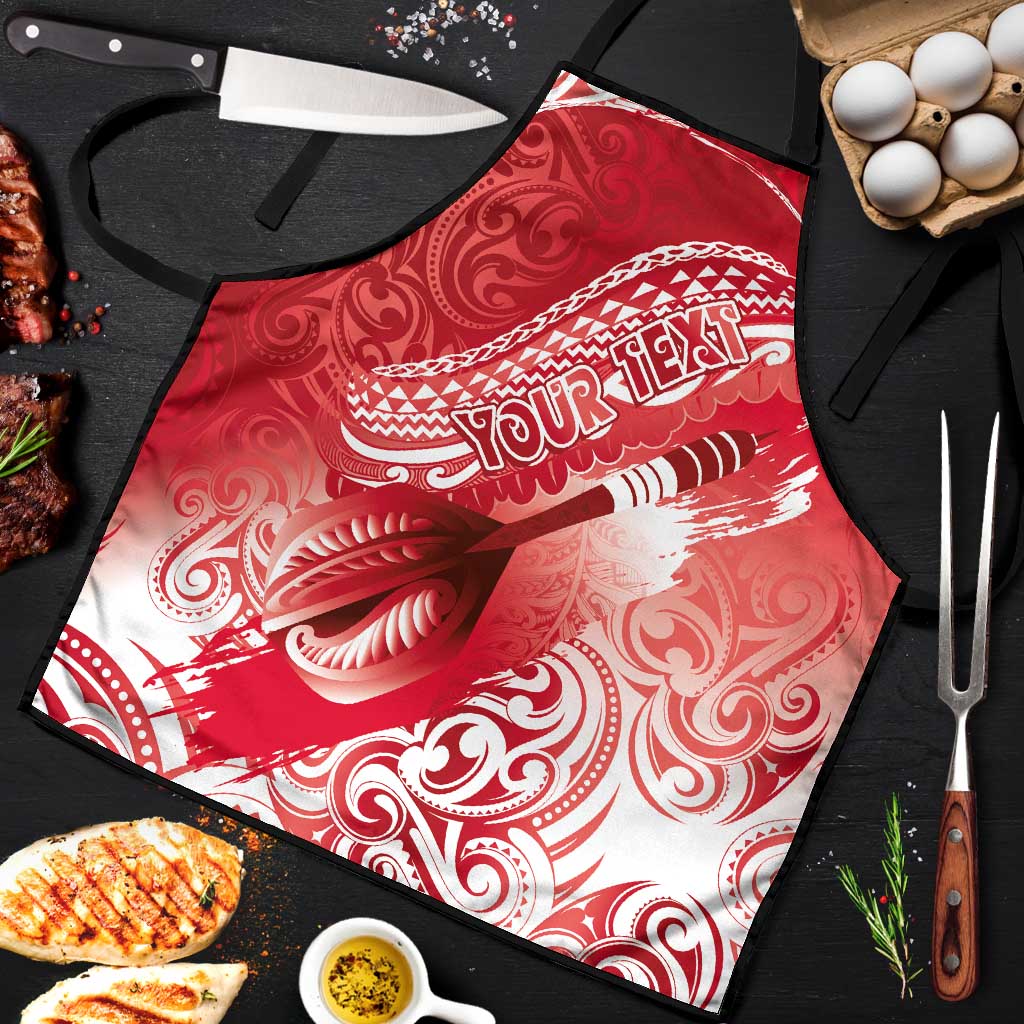 Personalised New Zealand Aotearoa Darts Masters Apron Maori Art Tattoo with Tribal Dart Symbol Red - Polynesian Pride