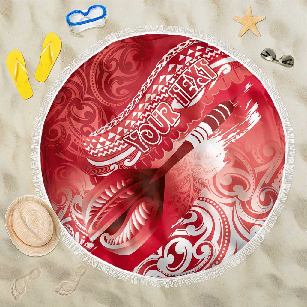Personalised New Zealand Aotearoa Darts Masters Beach Blanket Maori Art Tattoo with Tribal Dart Symbol Red LT03 One Size 150cm Red - Polynesian Pride