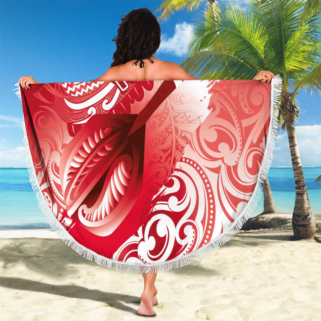 Personalised New Zealand Aotearoa Darts Masters Beach Blanket Maori Art Tattoo with Tribal Dart Symbol Red LT03 - Polynesian Pride