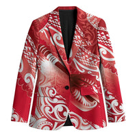 Personalised New Zealand Aotearoa Darts Masters Blazer Maori Art Tattoo with Tribal Dart Symbol Red LT03 Unisex Red - Polynesian Pride