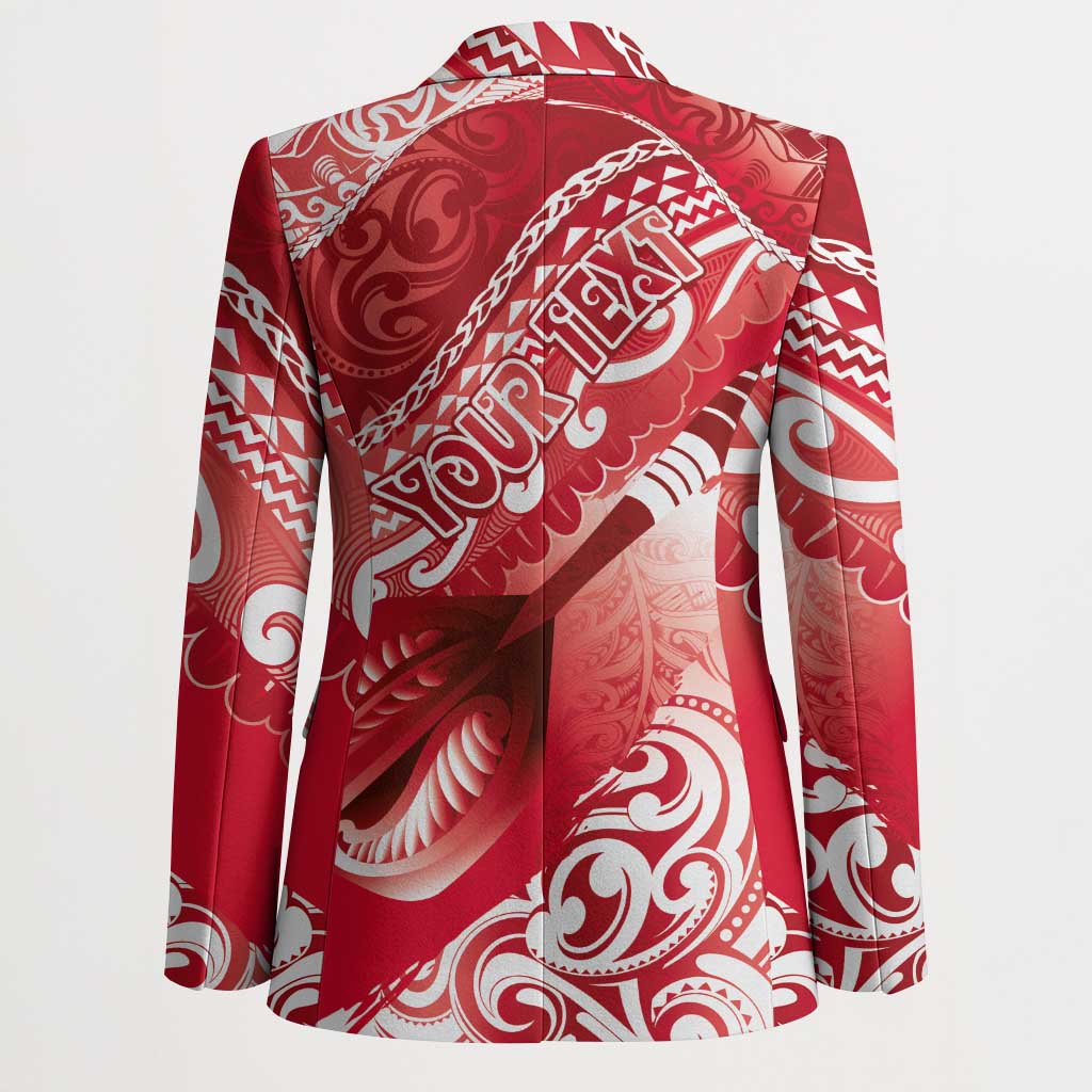 Personalised New Zealand Aotearoa Darts Masters Blazer Maori Art Tattoo with Tribal Dart Symbol Red LT03 - Polynesian Pride