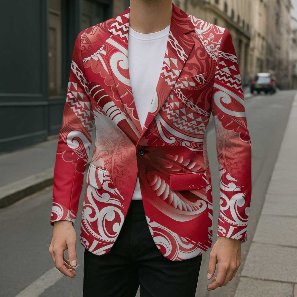 Personalised New Zealand Aotearoa Darts Masters Blazer Maori Art Tattoo with Tribal Dart Symbol Red LT03 - Polynesian Pride
