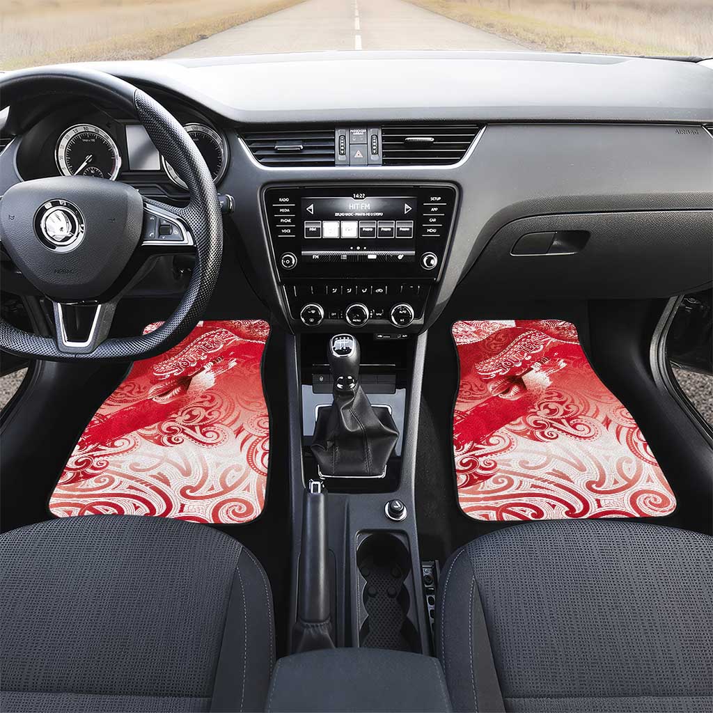 Personalised New Zealand Aotearoa Darts Masters Car Mats Maori Art Tattoo with Tribal Dart Symbol Red - Polynesian Pride