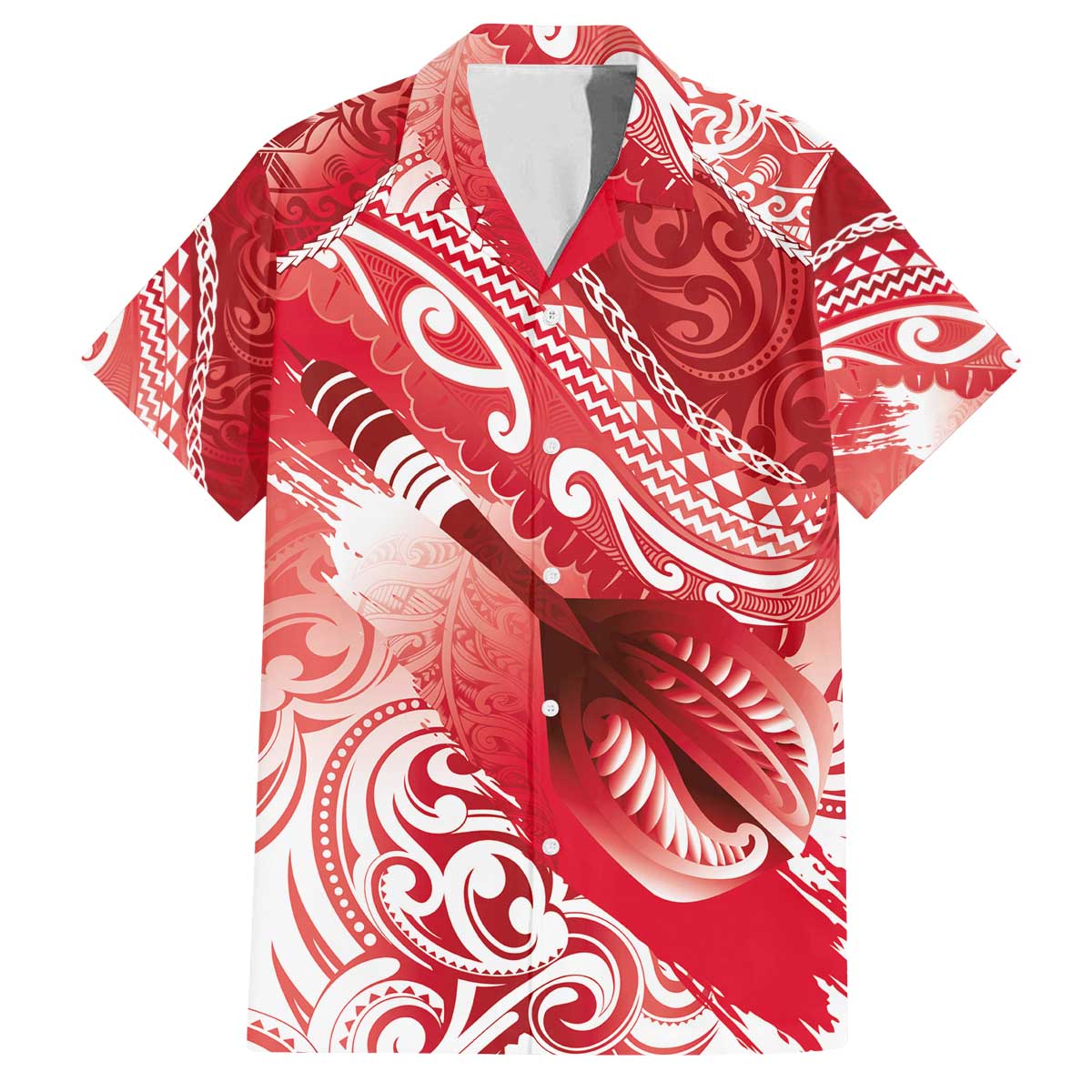 Personalised New Zealand Aotearoa Darts Masters Family Matching Off The Shoulder Long Sleeve Dress and Hawaiian Shirt Maori Art Tattoo with Tribal Dart Symbol Red - Polynesian Pride
