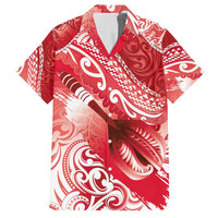 Personalised New Zealand Aotearoa Darts Masters Family Matching Off The Shoulder Long Sleeve Dress and Hawaiian Shirt Maori Art Tattoo with Tribal Dart Symbol Red - Polynesian Pride