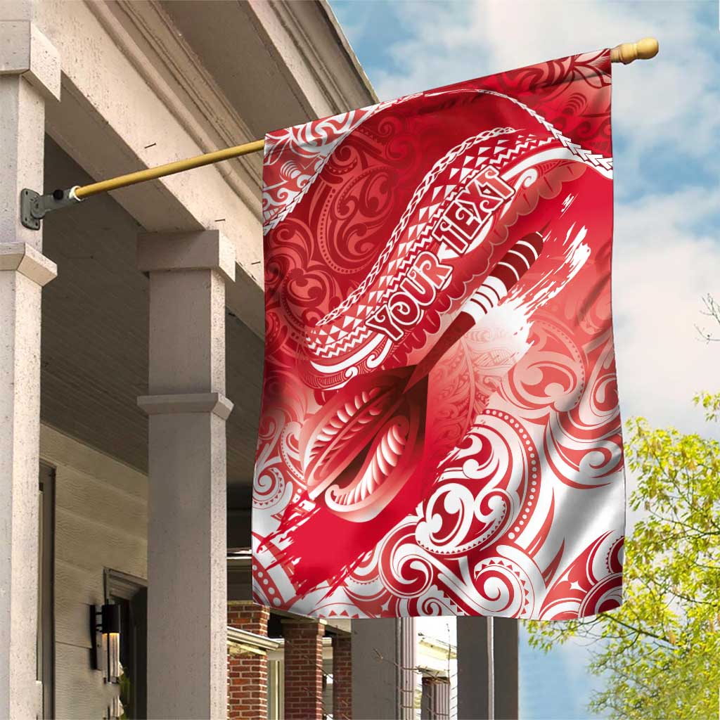 Personalised New Zealand Aotearoa Darts Masters Garden Flag Maori Art Tattoo with Tribal Dart Symbol Red - Polynesian Pride