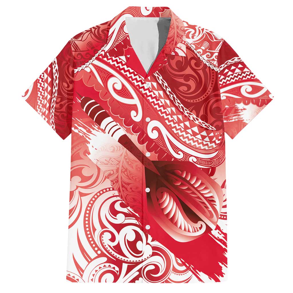 Personalised New Zealand Aotearoa Darts Masters Hawaiian Shirt Maori Art Tattoo with Tribal Dart Symbol Red - Polynesian Pride