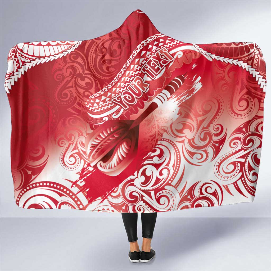 Personalised New Zealand Aotearoa Darts Masters Hooded Blanket Maori Art Tattoo with Tribal Dart Symbol Red - Polynesian Pride