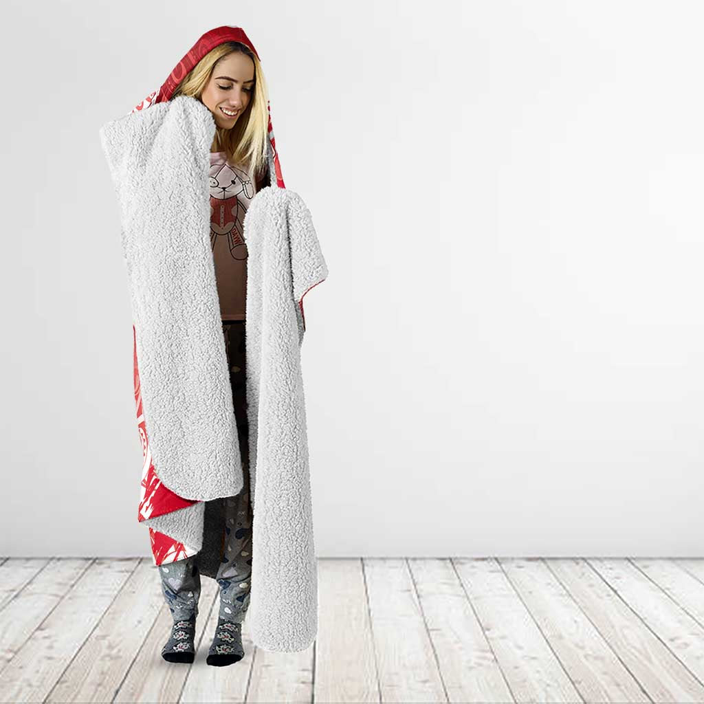 Personalised New Zealand Aotearoa Darts Masters Hooded Blanket Maori Art Tattoo with Tribal Dart Symbol Red - Polynesian Pride