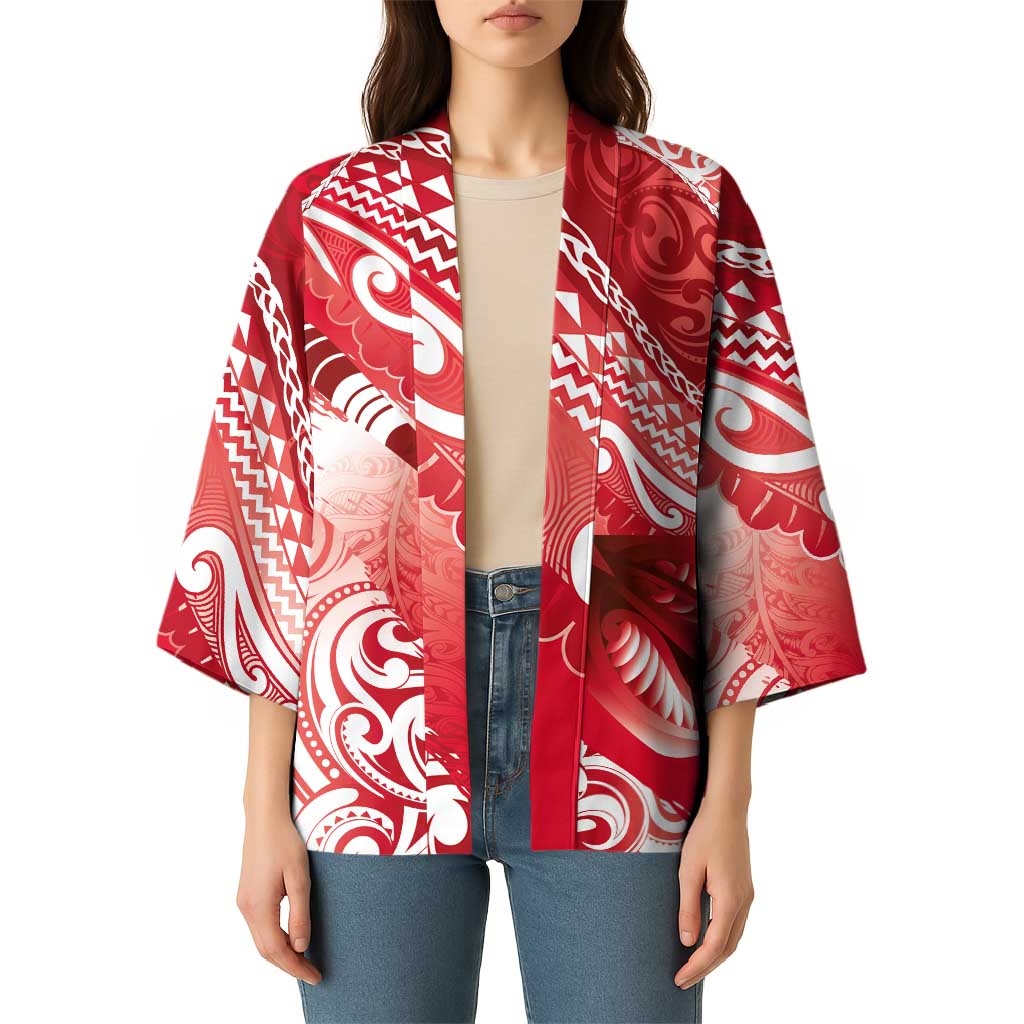 Personalised New Zealand Aotearoa Darts Masters Kimono Maori Art Tattoo with Tribal Dart Symbol Red - Polynesian Pride