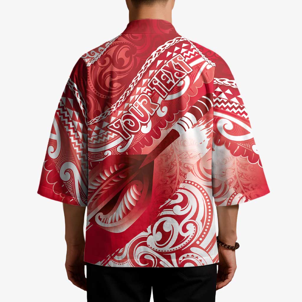 Personalised New Zealand Aotearoa Darts Masters Kimono Maori Art Tattoo with Tribal Dart Symbol Red - Polynesian Pride