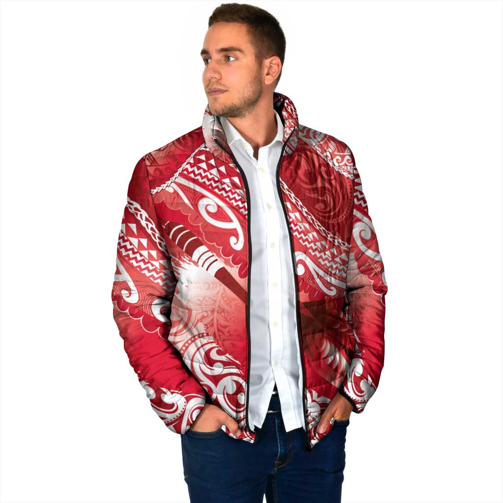 Personalised New Zealand Aotearoa Darts Masters Padded Jacket Maori Art Tattoo with Tribal Dart Symbol Red - Polynesian Pride