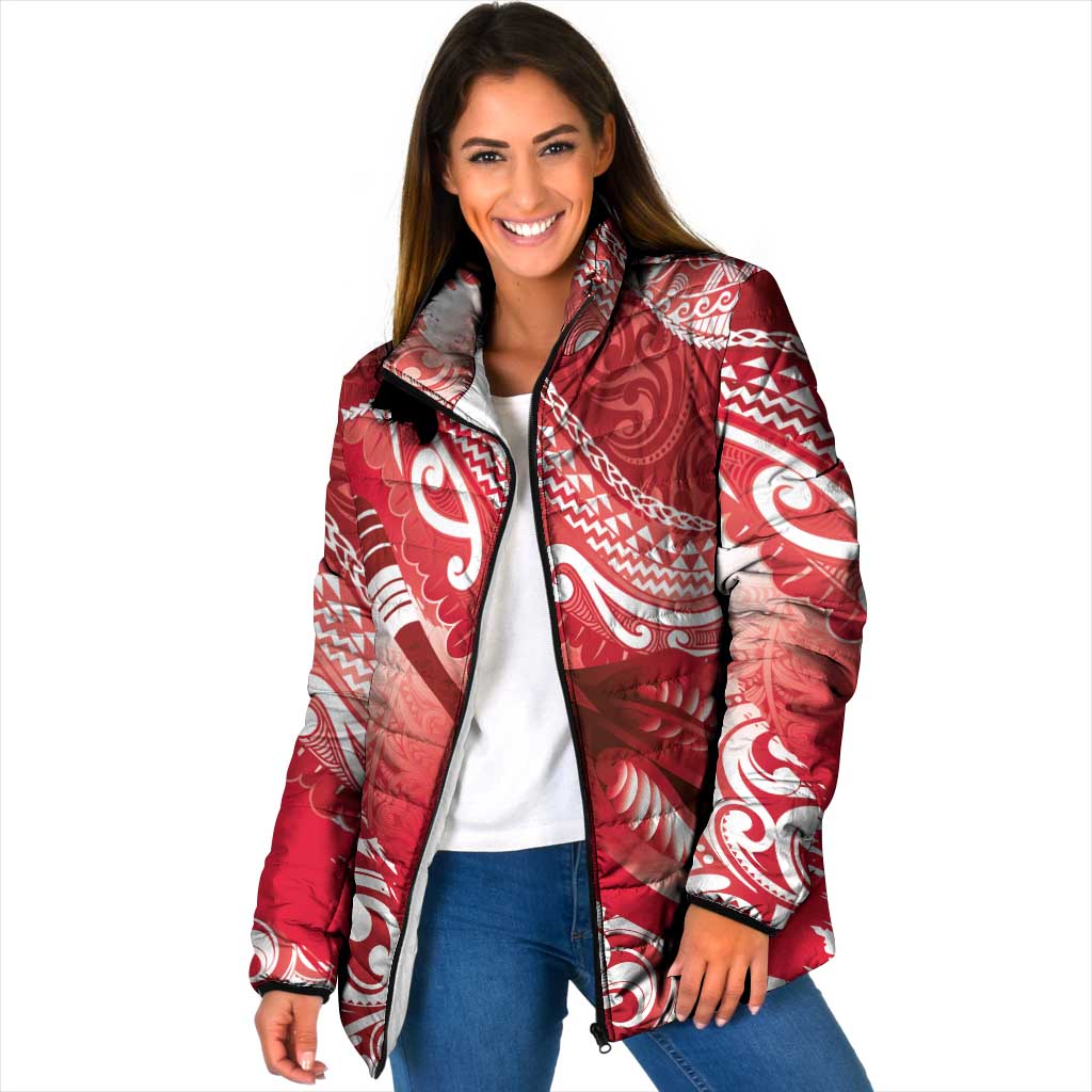 Personalised New Zealand Aotearoa Darts Masters Padded Jacket Maori Art Tattoo with Tribal Dart Symbol Red - Polynesian Pride