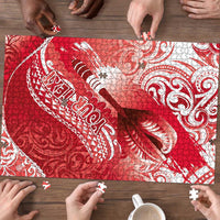 Personalised New Zealand Aotearoa Darts Masters Puzzle Maori Art Tattoo with Tribal Dart Symbol Red - Polynesian Pride