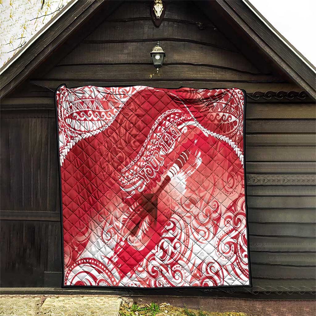 Personalised New Zealand Aotearoa Darts Masters Quilt Maori Art Tattoo with Tribal Dart Symbol Red - Polynesian Pride