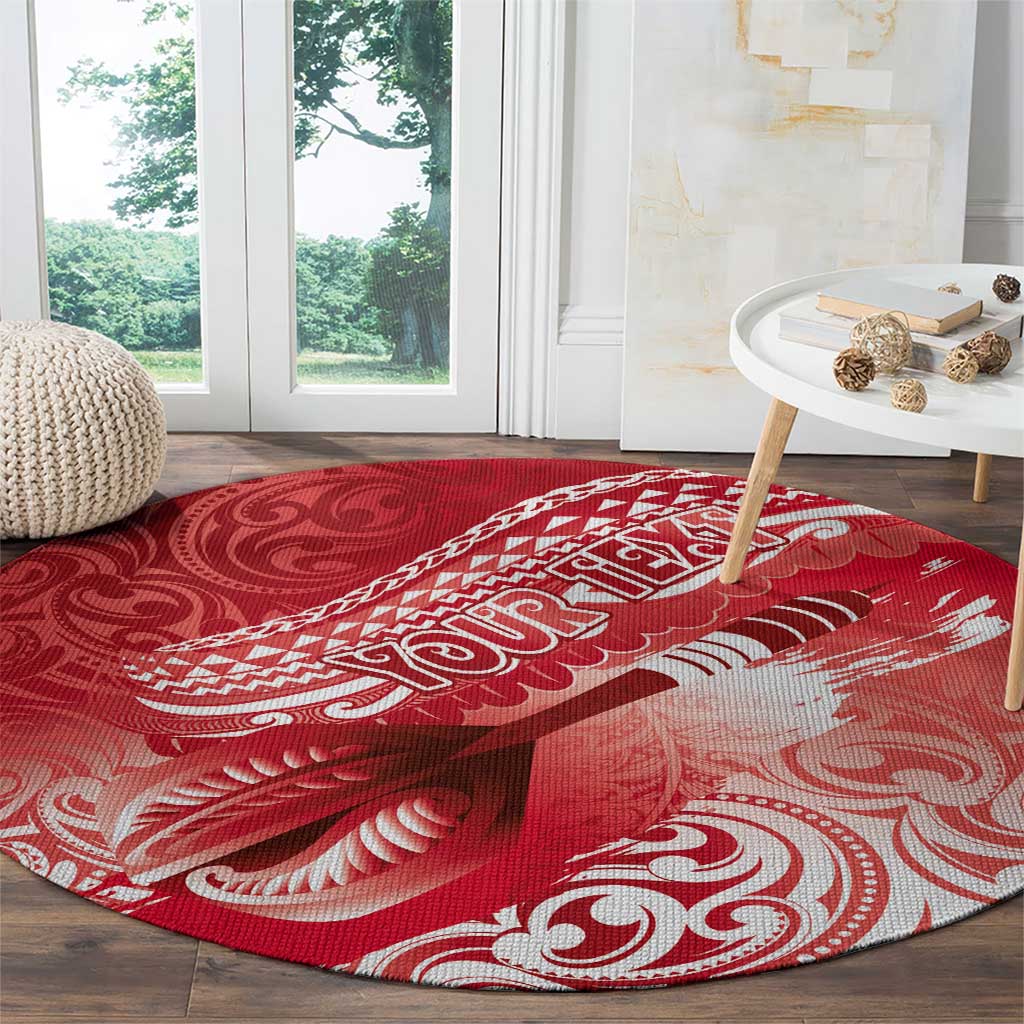 Personalised New Zealand Aotearoa Darts Masters Round Carpet Maori Art Tattoo with Tribal Dart Symbol Red LT03 - Polynesian Pride