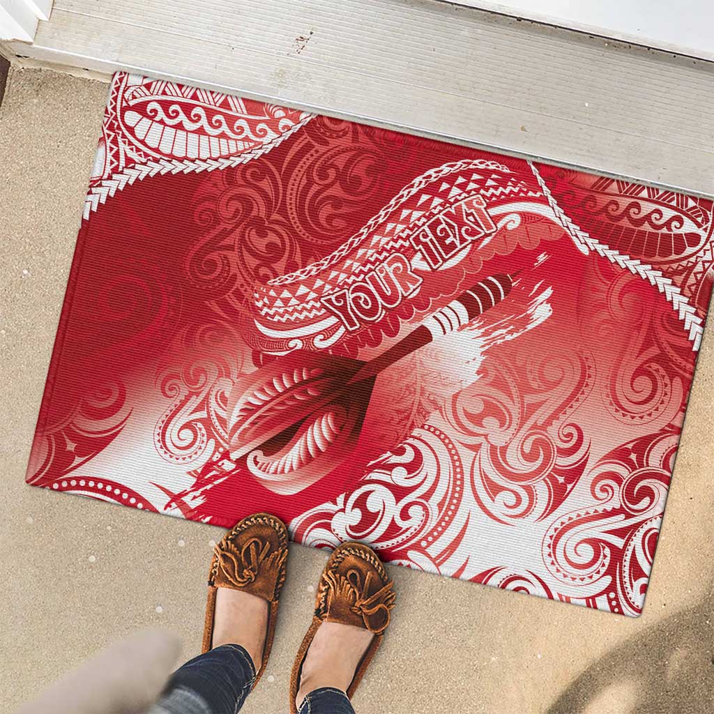 Personalised New Zealand Aotearoa Darts Masters Rubber Doormat Maori Art Tattoo with Tribal Dart Symbol Red - Polynesian Pride