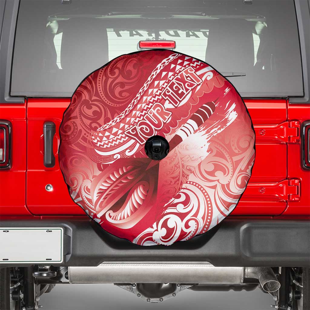 Personalised New Zealand Aotearoa Darts Masters Spare Tire Cover Maori Art Tattoo with Tribal Dart Symbol Red LT03 - Polynesian Pride