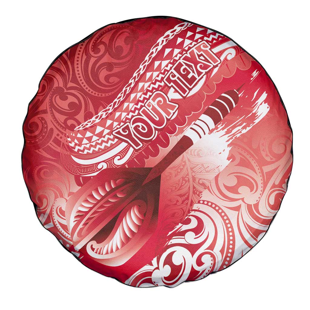 Personalised New Zealand Aotearoa Darts Masters Spare Tire Cover Maori Art Tattoo with Tribal Dart Symbol Red LT03 - Polynesian Pride
