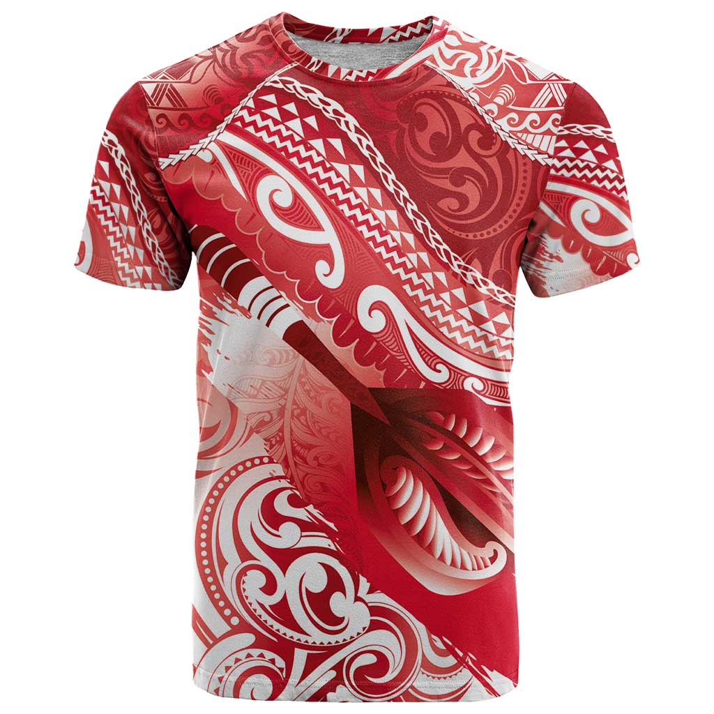 Personalised New Zealand Aotearoa Darts Masters T Shirt Maori Art Tattoo with Tribal Dart Symbol Red - Polynesian Pride