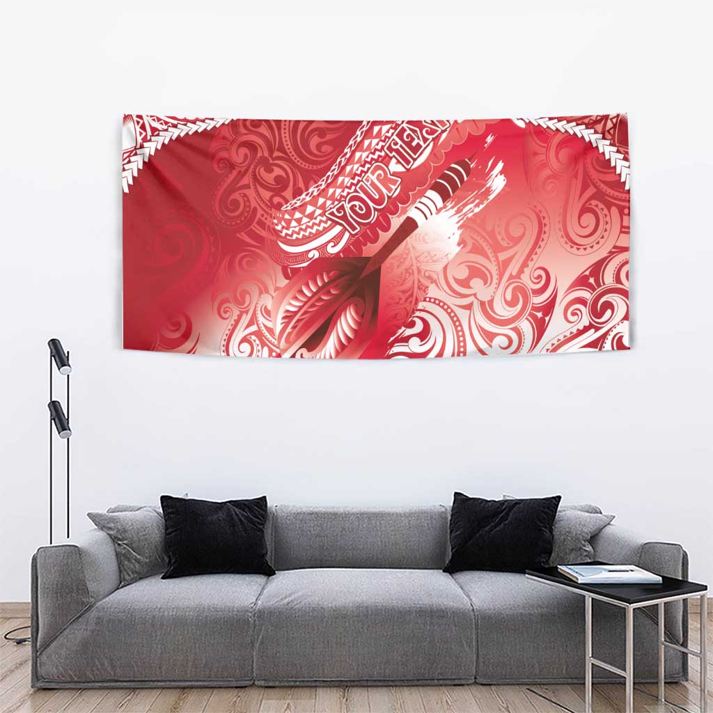 Personalised New Zealand Aotearoa Darts Masters Tapestry Maori Art Tattoo with Tribal Dart Symbol Red LT03 - Polynesian Pride
