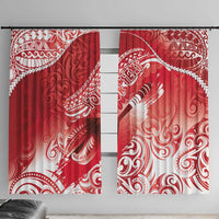 Personalised New Zealand Aotearoa Darts Masters Window Curtain Maori Art Tattoo with Tribal Dart Symbol Red LT03 With Hooks Red - Polynesian Pride